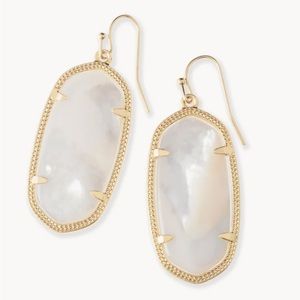 Kendra Scott Elle Gold Drop Earrings in Ivory Mother-of-Pearl